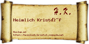 Heimlich Kristóf névjegykártya